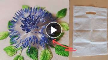 Gorgeous flower design with shopping bags|superrrrrrr easy hand embroidery
