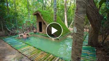 Build The Most rarity Villa house around with Beautiful Bamboo Swimming Pool by ancient skills