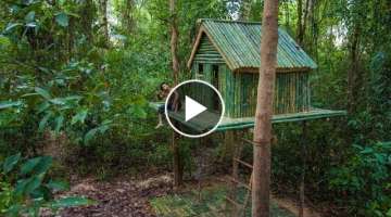 Build the Most Beautiful Jungle Bamboo House Villa by Ancient Skill