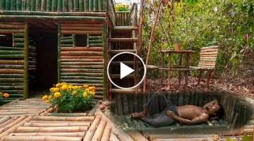 Dig to Build Most Secret Underground House under Bamboo Pool House