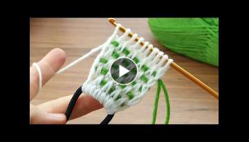 Very easy Tunisian crochet bandana making with thread and needle
