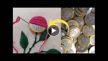 Amazing flower design with coin|super easy flower design with new trick
