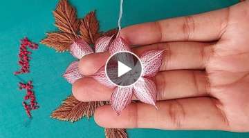 Gorgeous flower design with new trick|super easy hand embroidery
