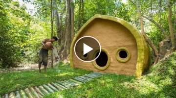 Build The Most Beautiful Hobbit House Villa in Deep Jungle By Ancient Skills