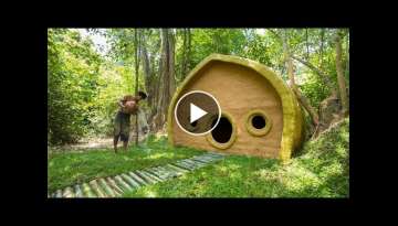 Build The Most Beautiful Hobbit House Villa in Deep Jungle By Ancient Skills