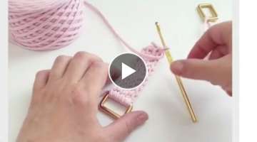 Penye İp Çanta Askısı Nasıl Yapılır? Tunisian knitting crochet Handmade