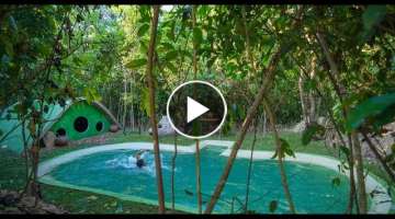 Build The Most Beautiful Jungle Survival Shelter with Swimming Pool by Ancient Skills