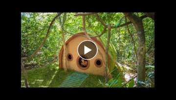 Jungle Survival: Build Grass Roof Hobbit House by Ancient Skills