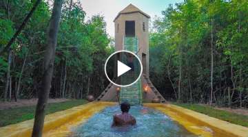 Build Three Story Villa Bamboo Water Slide To Swimming Pool