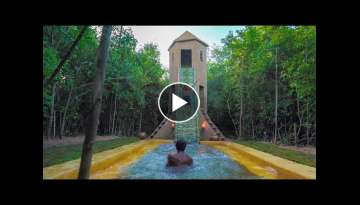 Build Three Story Villa Bamboo Water Slide To Swimming Pool
