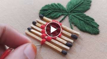 Most beautiful flower design with matchbox sticks|latest embroidery trick