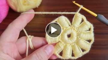 Wow Easy Crochet Knitting Flower Motif Model Çok Kolay Tığişi Motif Çiçek Örgü modeli