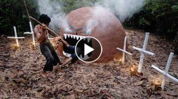 Building Most Secret Hidden Underground House to Stay in Jungle for Halloween Night
