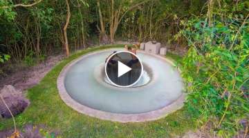 Build The Most Secret Underground Tunnel Swimming Pool Water Park, Enjoy Living Off Grid