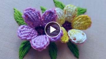 3D flower design with new trick|superrrrrrr easy hand embroidery