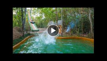 Building Water Slide To Swimming Pool Around Jungle Villa