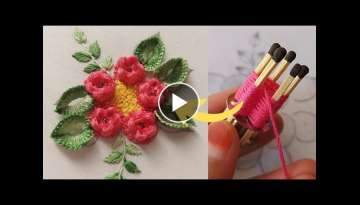 Most beautiful flower with easy trick|hand embroidery|flower design