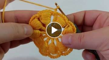 Super easy crochet puff knitting round motif making çok amaçlı kolay puf motif