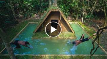 Stunning! Grass Roof Villa around Swimming Pool Built in Deep Jungle by Ancient Skills