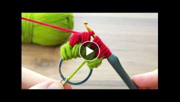wowThis is so easy to make a wonderful crochet strawberry keychain #tunisiancrochet #crochetkeych...