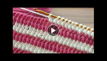 Amazing Two color* Tunisian crochet pattern making with 3 stitches Ganchillo tunecino fácil
