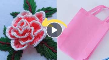 3D Rose Flower Design Using Carry Bag|Amazing Flower Design|Hand Embroidery