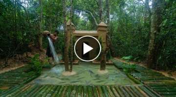 Build the Most Amazing Twin Towers Temple Villa Fishes Tank in Deep Jungle by Ancient skills