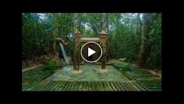 Build the Most Amazing Twin Towers Temple Villa Fishes Tank in Deep Jungle by Ancient skills
