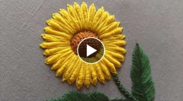 3D sunflower design|hand embroidery|flower design|sun flower design