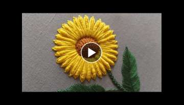 3D sunflower design|hand embroidery|flower design|sun flower design