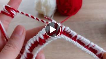 Tunisian business how to crochet knitting - Tunus işi iki renkli çok güzel örgü modeli