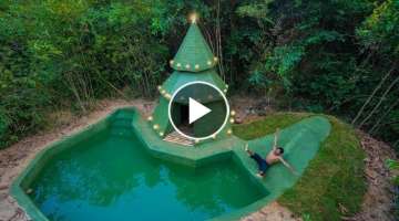 Build Green Tree House with Green Swimming Pool by Jungle Survival