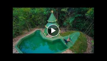 Build Green Tree House with Green Swimming Pool by Jungle Survival