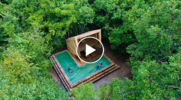 We Built The Most Beautiful Swimming Pool Around Bamboo Villa by Ancient Skills, JungleSurvivalSk...