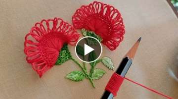 Most beautiful flower design with pencil superrrrrrr easy hand embroidery