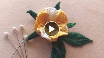 Beautiful flower design with new trick|latest hand embroidery design