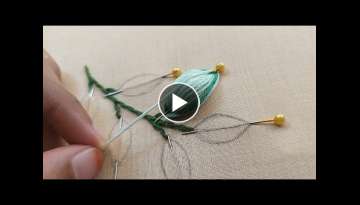 Amazing leaf embroidery with pins|superrrrrrr easy leaf embroidery