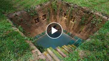 Build The Most Hidden Underground Villa House with Mini Underground Swimming Pool by Ancient Skil...