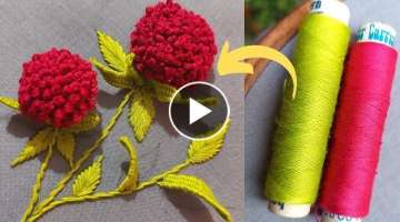 Most beautiful flower with sewing thread|super easy flower design 2022