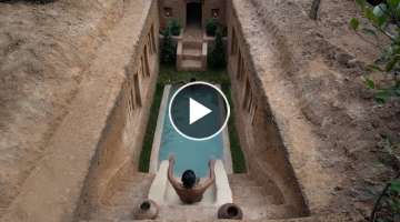 Build Secret Underground Tunnel House with Swimming Pool water slide