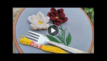 Most beautiful flower with fork |super easy flower design 2022