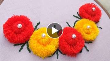 Hand embroidery|border embroidery for kurti|woolen flower design