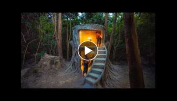 Really Amazing! Men Build The Most Incredible Unique Shape Home in The Jungle, Jungle Survival Sk...
