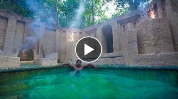 Build Underground Bamboo Jacuzzi for Secret Underground Temple Cabin Shelter by Jungle Survival