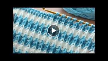 Super tunisian crochet very easy two-color Tunisian crochet online tutorial for beginners