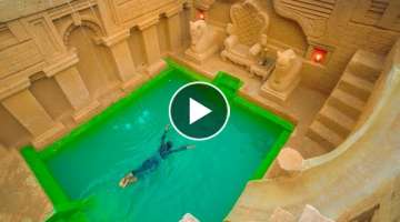 She Builds the Most Beautiful Underground HOuse villa with Swimming Pool by Ancient Skills
