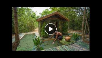 Build The Most Amazing Bamboo Cabin Villa with thousands Fishes Pond Over Secret Basement Tunnel
