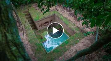 Build Secret Underground Villa House with the Most Beautiful Underground Swimming Pool Water Well