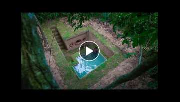 Build Secret Underground Villa House with the Most Beautiful Underground Swimming Pool Water Well