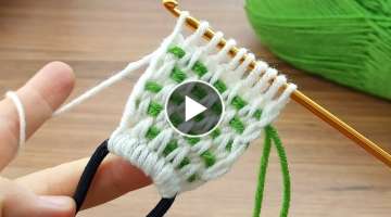 Very easy Tunisian crochet bandana making with thread and needle